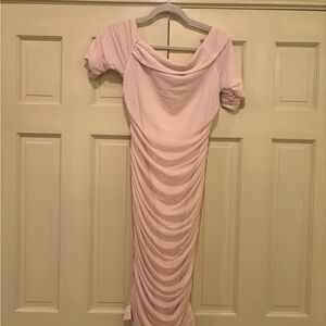 VENUS Blush Draped Midi Dress